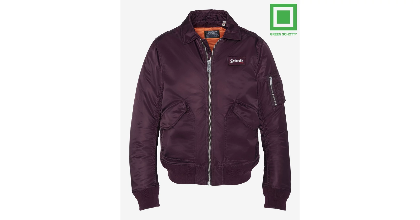 Recycled Nylon CWU Bomber - dark burgundy pilóta dzseki - Schott