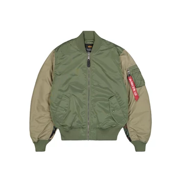 MA-1 Camo Back Embroidery Bomber Jacket - sage green