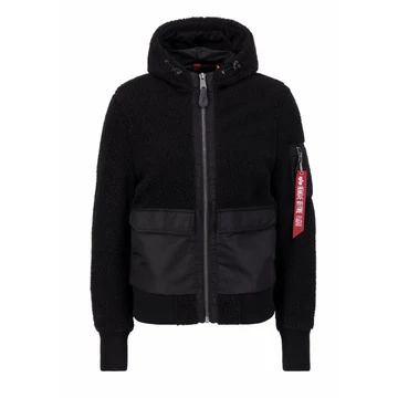 Zip Hood Teddy Woman - black