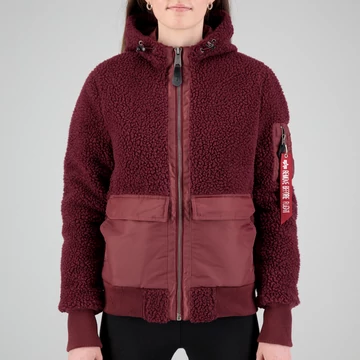 Zip Hood Teddy Woman - burgundy