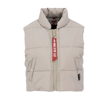 Puffer Vest Cropped Woman - vintage sand