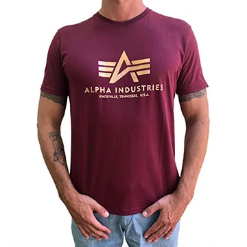 Basic T Foil Print - burgundy/gold