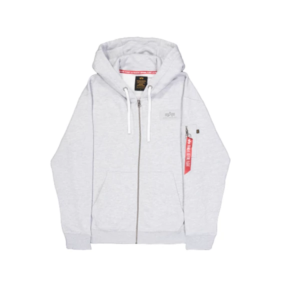 Back Print Zip Hoody - pastel grey melange