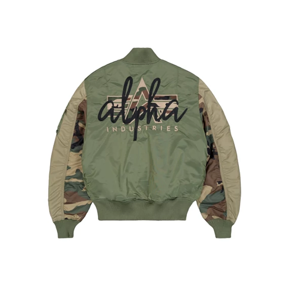 MA-1 Camo Back Embroidery Bomber Jacket - sage green