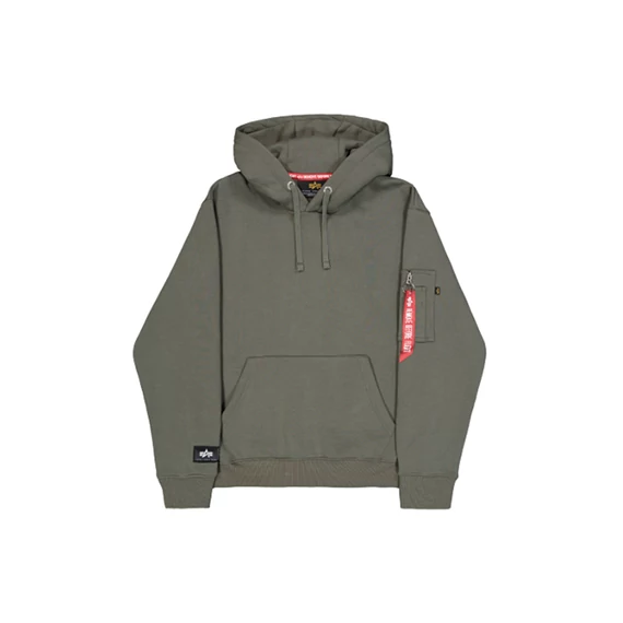 Label Backprint Hoodie - dark olive