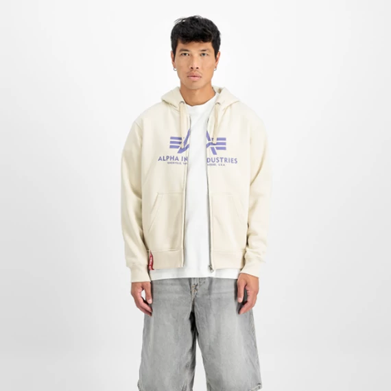 Basic Zip Hoodie - vintage white