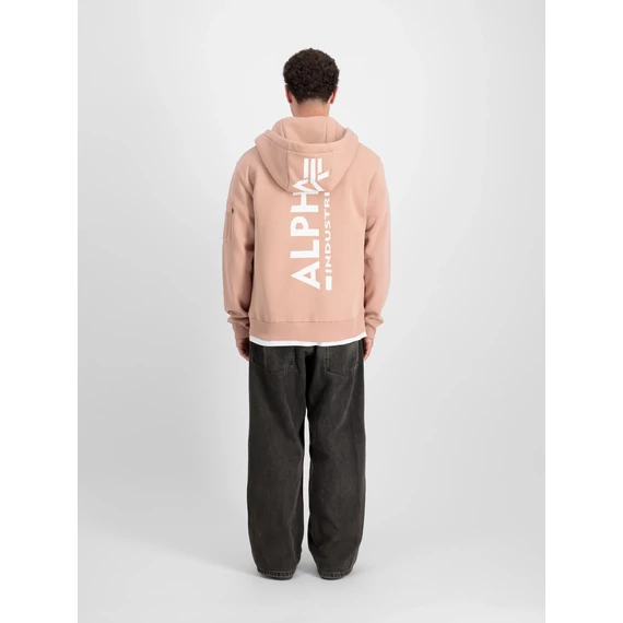 Back Print Zip Hoodie - dusty coral