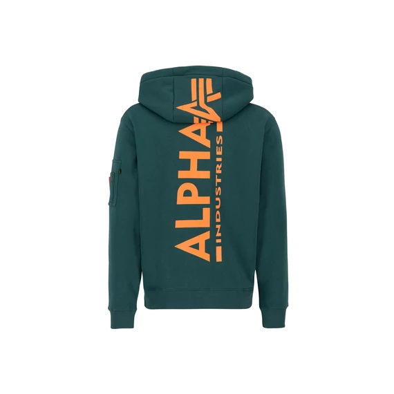 Back Print Zip Hoodie - force green