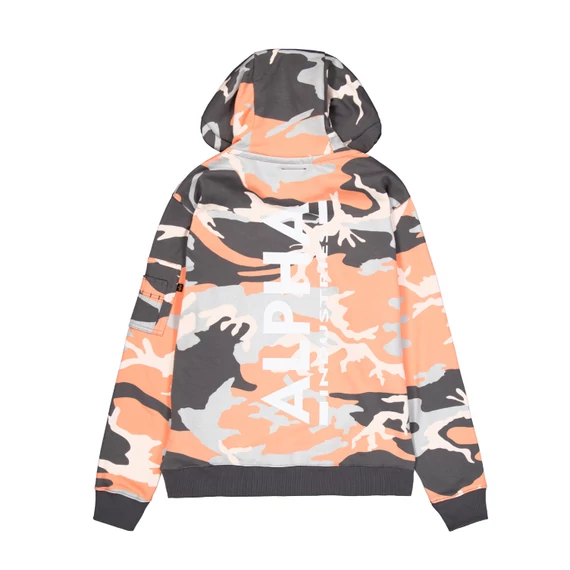 Back Print Hoodie - orange grey camo