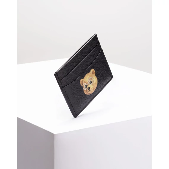 Leather Card Holder Filou Head - Black