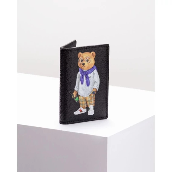 Leather Bi-Fold Card Holder Filou X. - Black