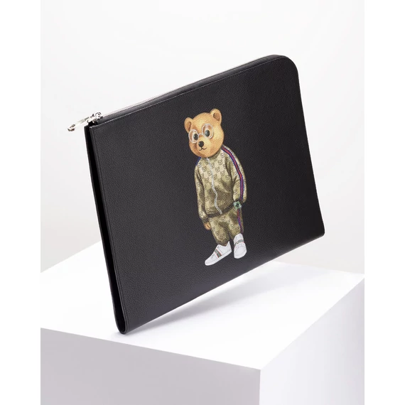 Leather Laptop Clutch Filou V. - Black