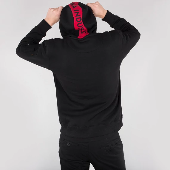 Red Stripe Hoody - black