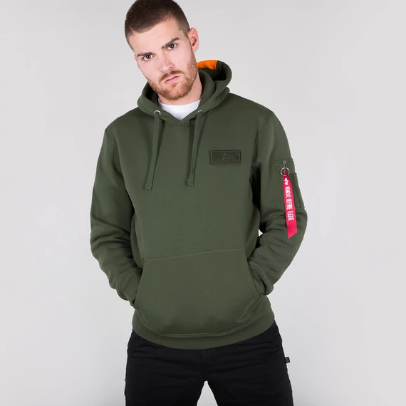 Red Stripe Hoody - dark green