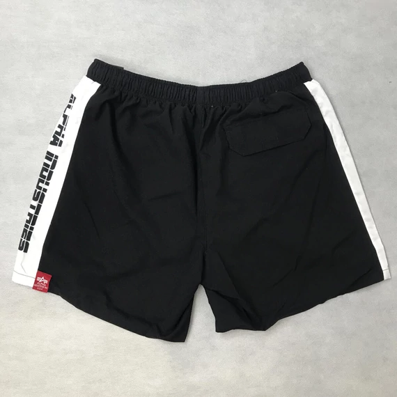 Printed Stripe Swim Short - black/white