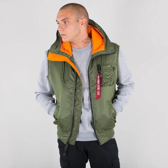 Hooded MA-1 Vest - sage green