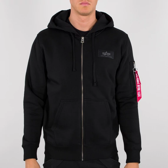 Back Print Zip Hoody - black