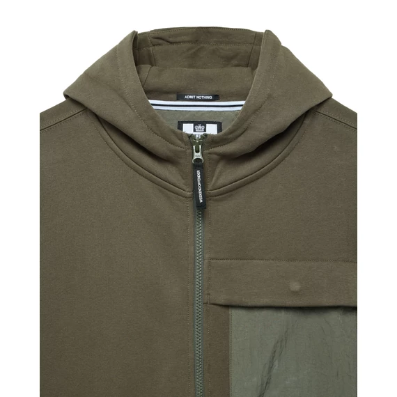 Daponte Zip Through Hoodie - castle green