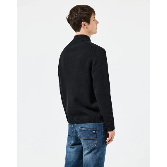 Castillos Knitted Wool Quarter Neck Sweater - black