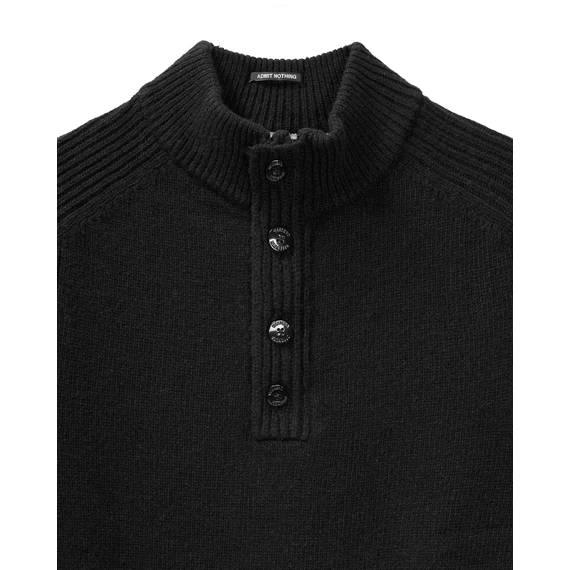 Castillos Knitted Wool Quarter Neck Sweater - black