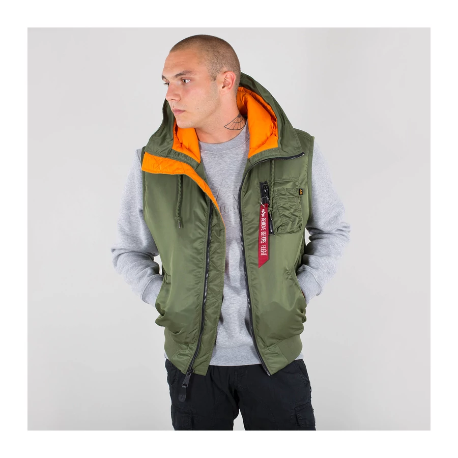 Hooded MA-1 Vest - sage green kapucnis mellény - Alpha Hooded MA-1 Vest - sage green kapucnis mellény - Alpha