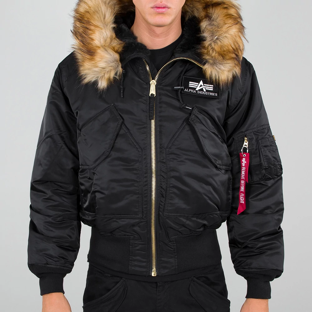45 P Hooded fekete szormes bomber dzseki Alpha Industries